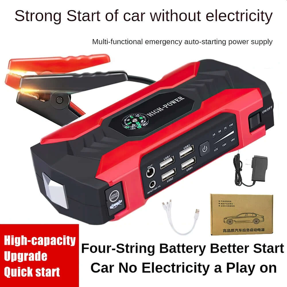 Rev up your ride with our powerful 28000mAh Car Jump Starter! 🚗💨 600A portable charger & LED flashlight included! Never get stranded again! 🔋✨
