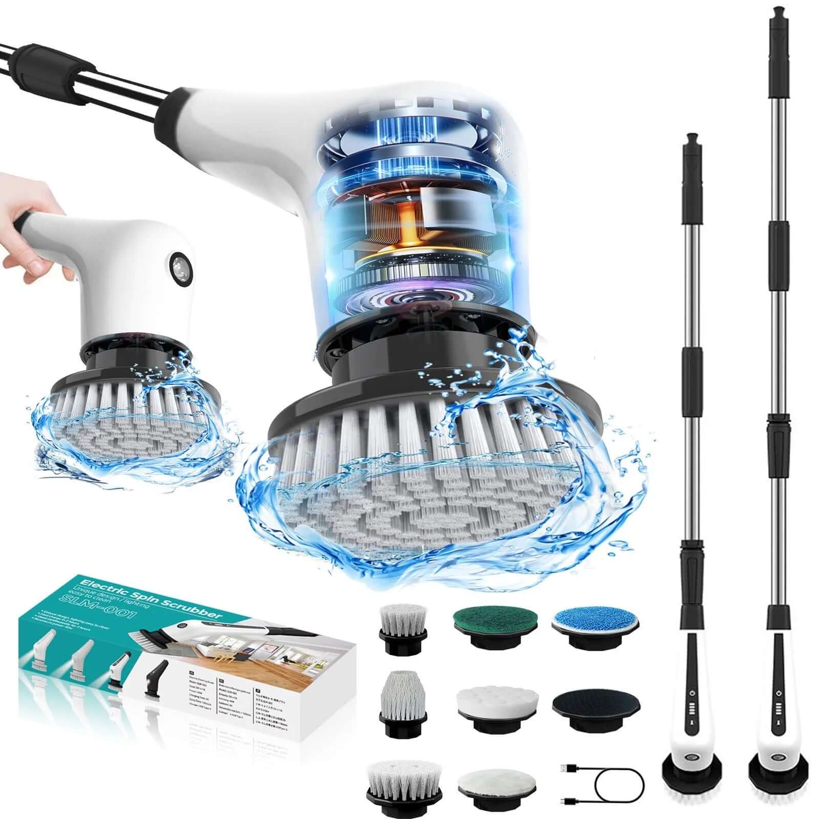 Transform Your Cleaning Game with the Flnelien Cordless Electric Spin Scrubber! 💪✨ 7 Brush Heads & 48