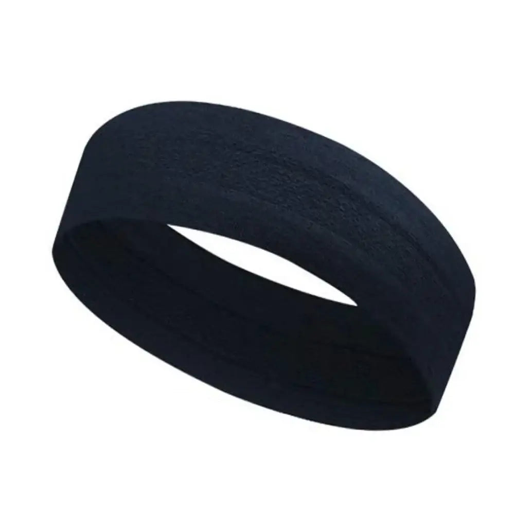 Black Elastic Workout Sweatband | Unisex Fitness Headband designed for sports with breathable, non-slip material for men and women.