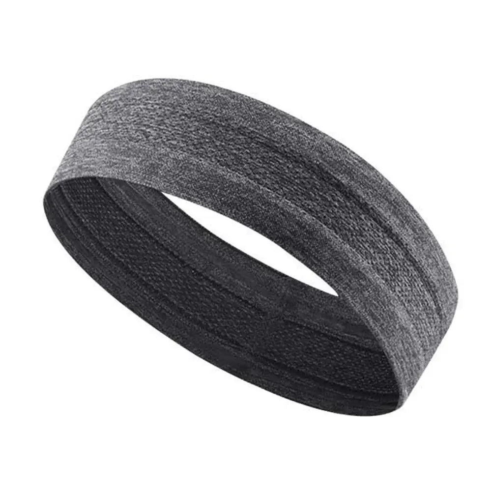 Grey Elastic Workout Sweatband | Unisex Fitness Headband with soft, stretchable fabric and anti-slip inner lining for active use.