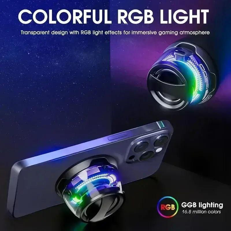 G200 RGB portable Bluetooth speaker with colorful RGB lighting, highlighting immersive gaming ambiance and magnetic phone attachment.