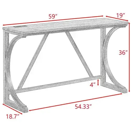 Bar Table dimensions diagram showing 59-inch length and 36-inch height, part of Industrial Bar Table Set for small dining spaces.