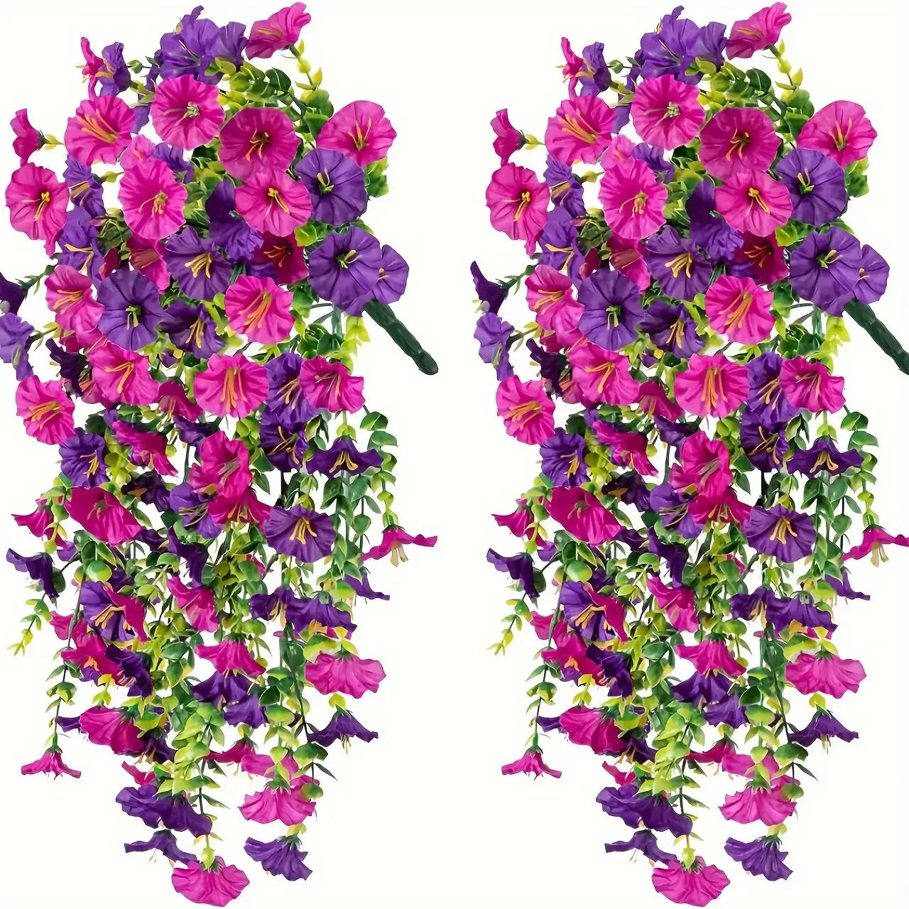 2pcs Artificial Hanging Flowers UV-Resistant