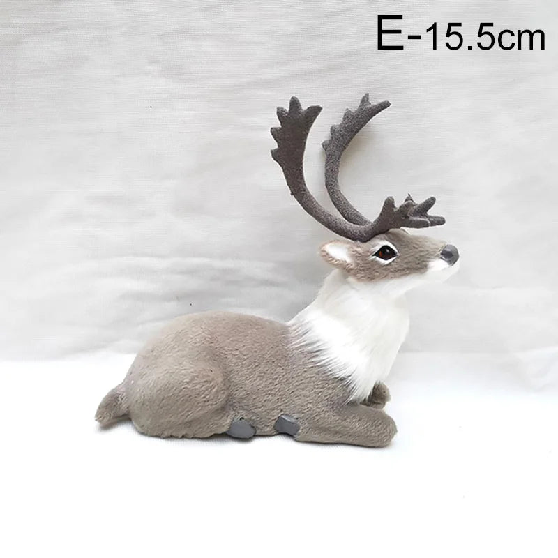 15.5cm brown seated Deer Reindeer Figurine - Table Miniature with realistic antlers, perfect for rustic or winter decor themes.