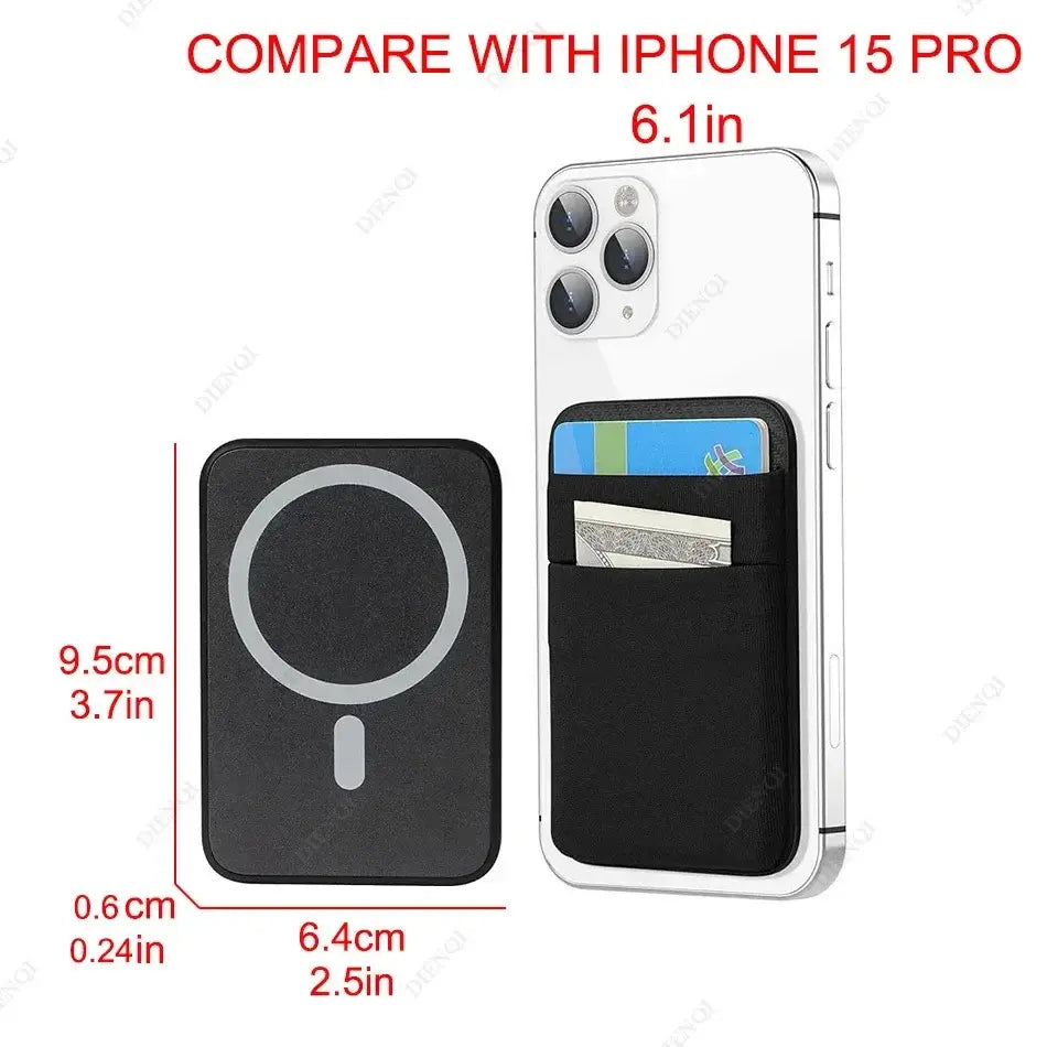 Magnetic Wallets - Cardholder | Slim, Secure, Compatible with iPhone 15 Pro. Compact size fits 7 cards, attaches magnetically to phone back.