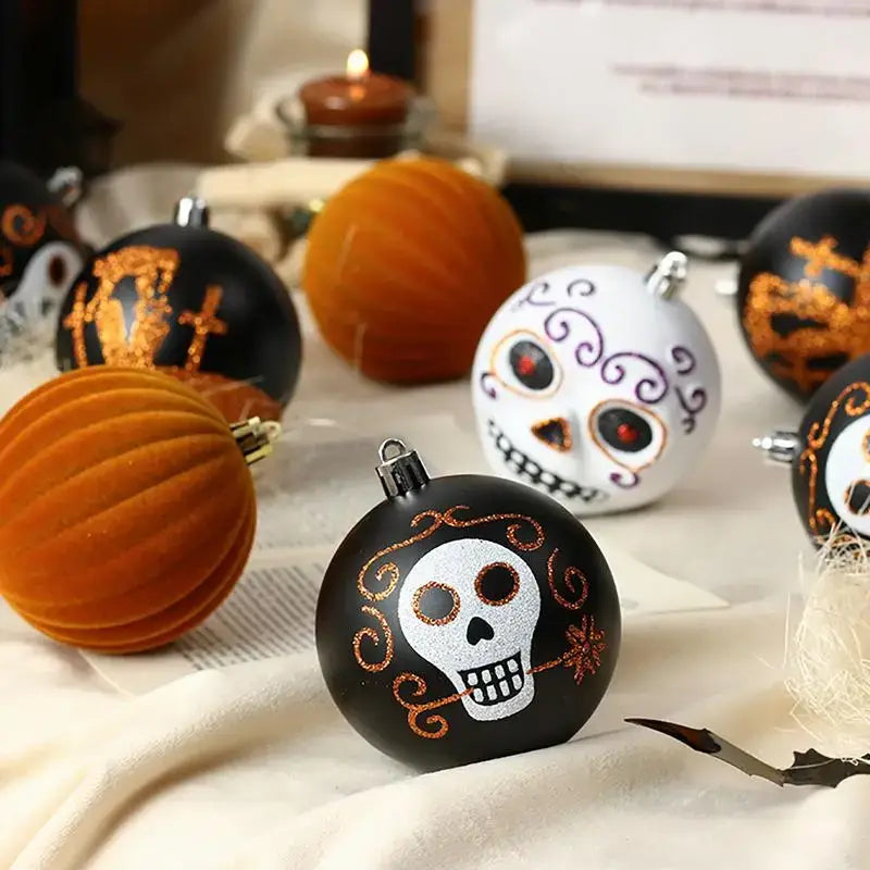 Halloween Tree Ornaments Skulls & Pumpkins