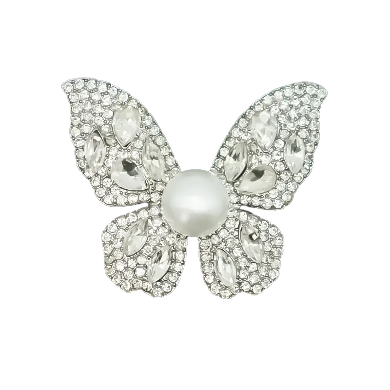 Clear rhinestone butterfly shoe charm with pearl center from Insect Shoe Charms - Personalized Bling for Shoes.
