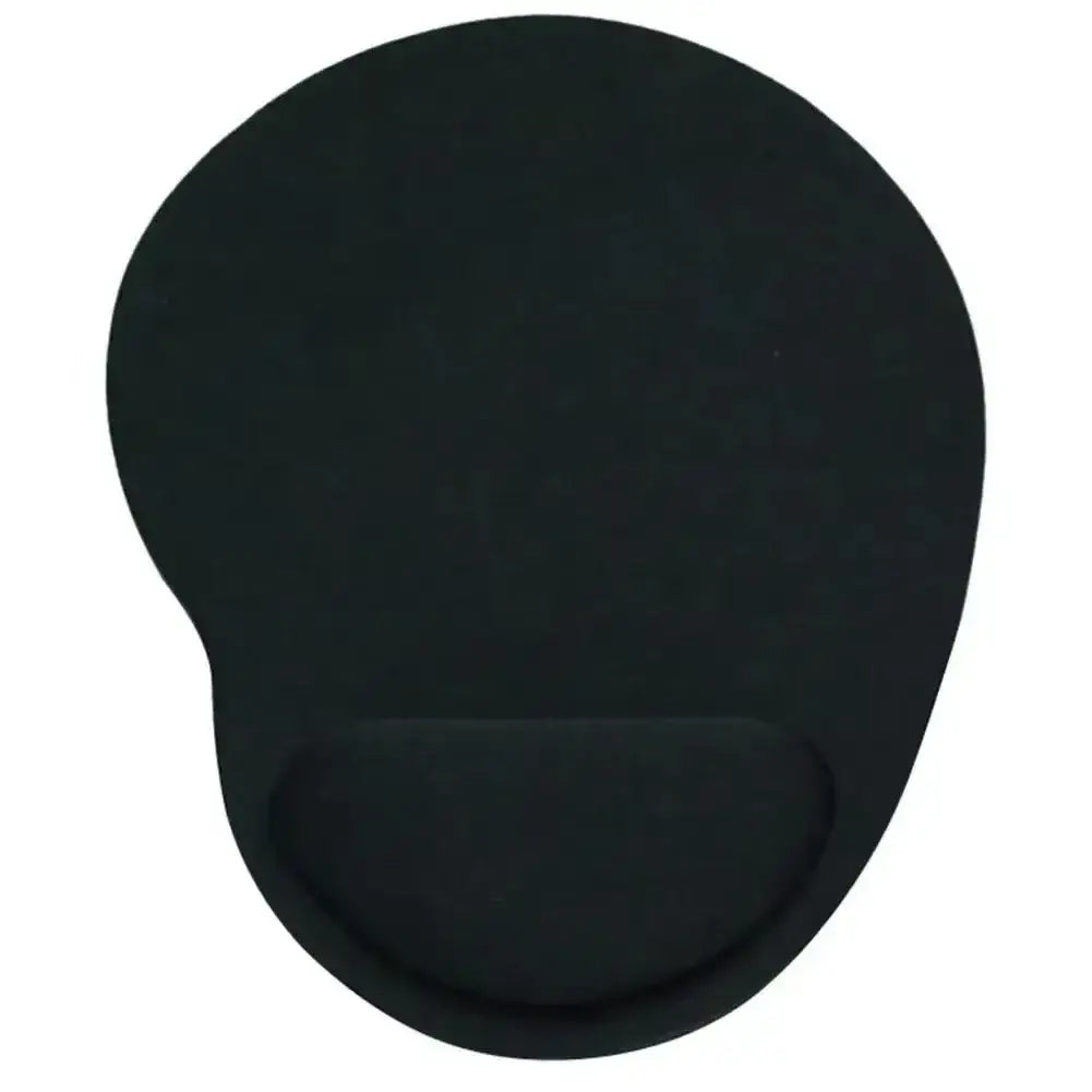 Black Ergonomic Wrist Rest Mouse Pad with cushioned wrist support and anti-slip base, ideal for extended computer sessions.