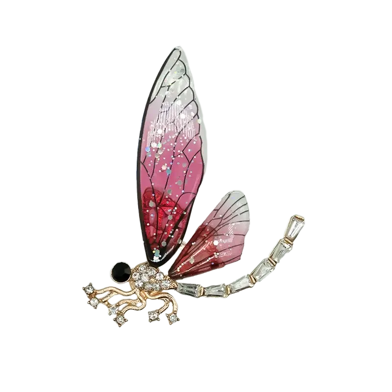 Pink wing dragonfly shoe charm with glitter and rhinestones from Insect Shoe Charms - Personalized Bling for Shoes.