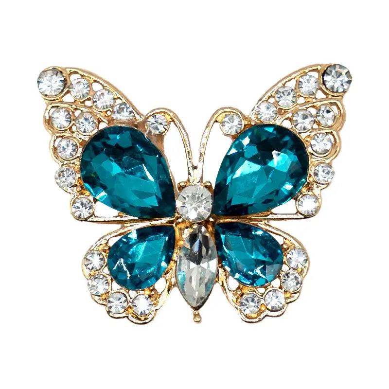 Blue rhinestone butterfly shoe charm with clear accents from Insect Shoe Charms - Personalized Bling for Shoes.