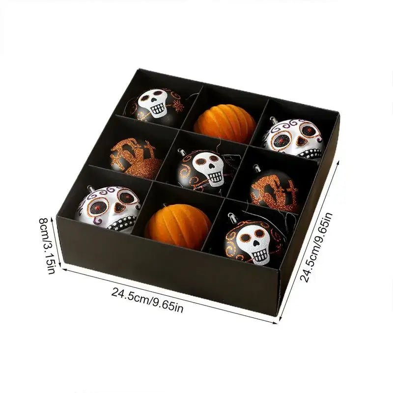 Halloween Tree Ornaments Skulls & Pumpkins