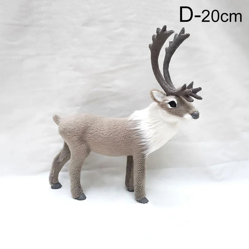 20cm standing brown Deer Reindeer Figurine - Table Miniature with lifelike fur and antlers, great for mantle or festive displays.