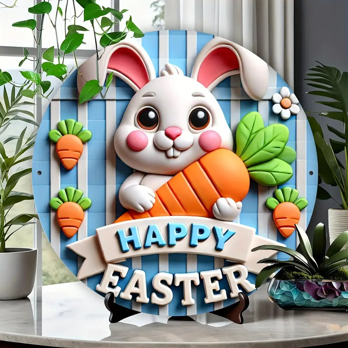 Easter Bunny Metal Sign 8x8 inch