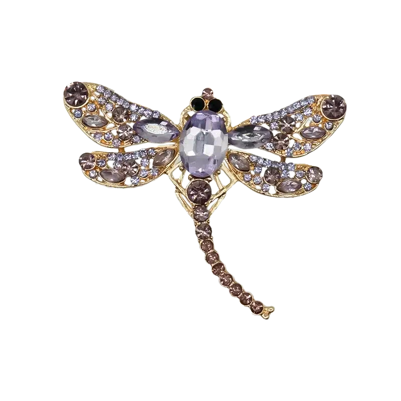 Gold dragonfly shoe charm with brown rhinestones from Insect Shoe Charms - Personalized Bling for Shoes.