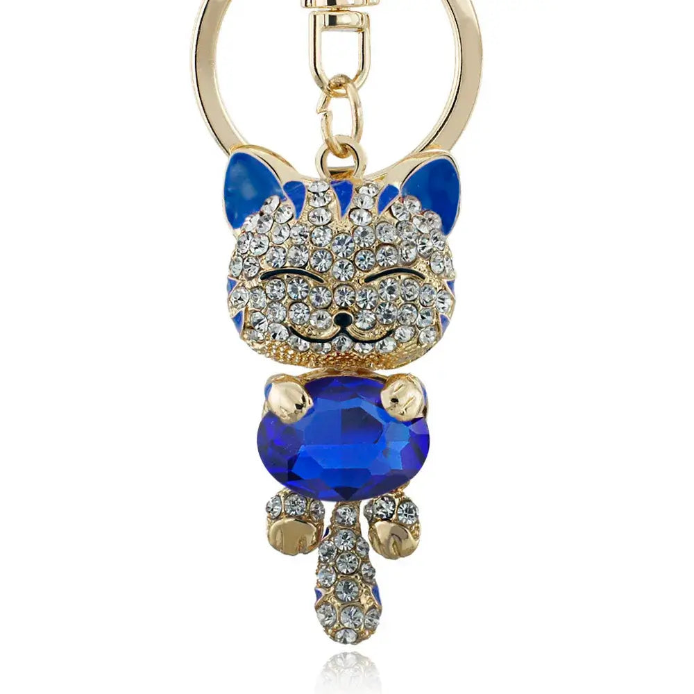 Lucky Smile Cat Crystal Rhinestone Key ring