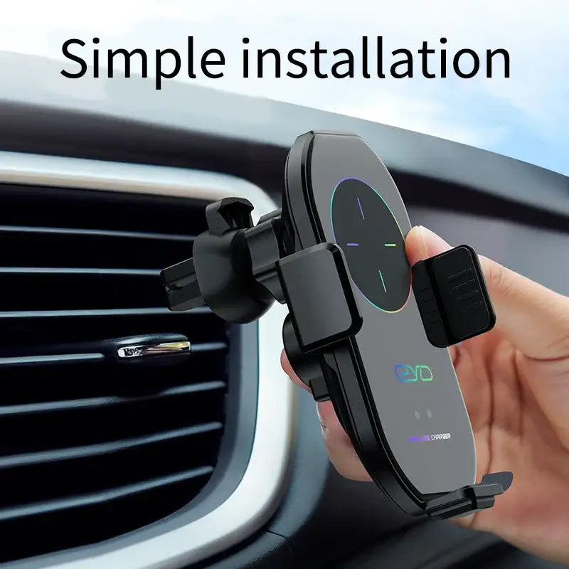A7S Wireless Charger - Magnetic Dashboard easily clips onto car air vent with simple installation and secure phone grip for wireless charging.