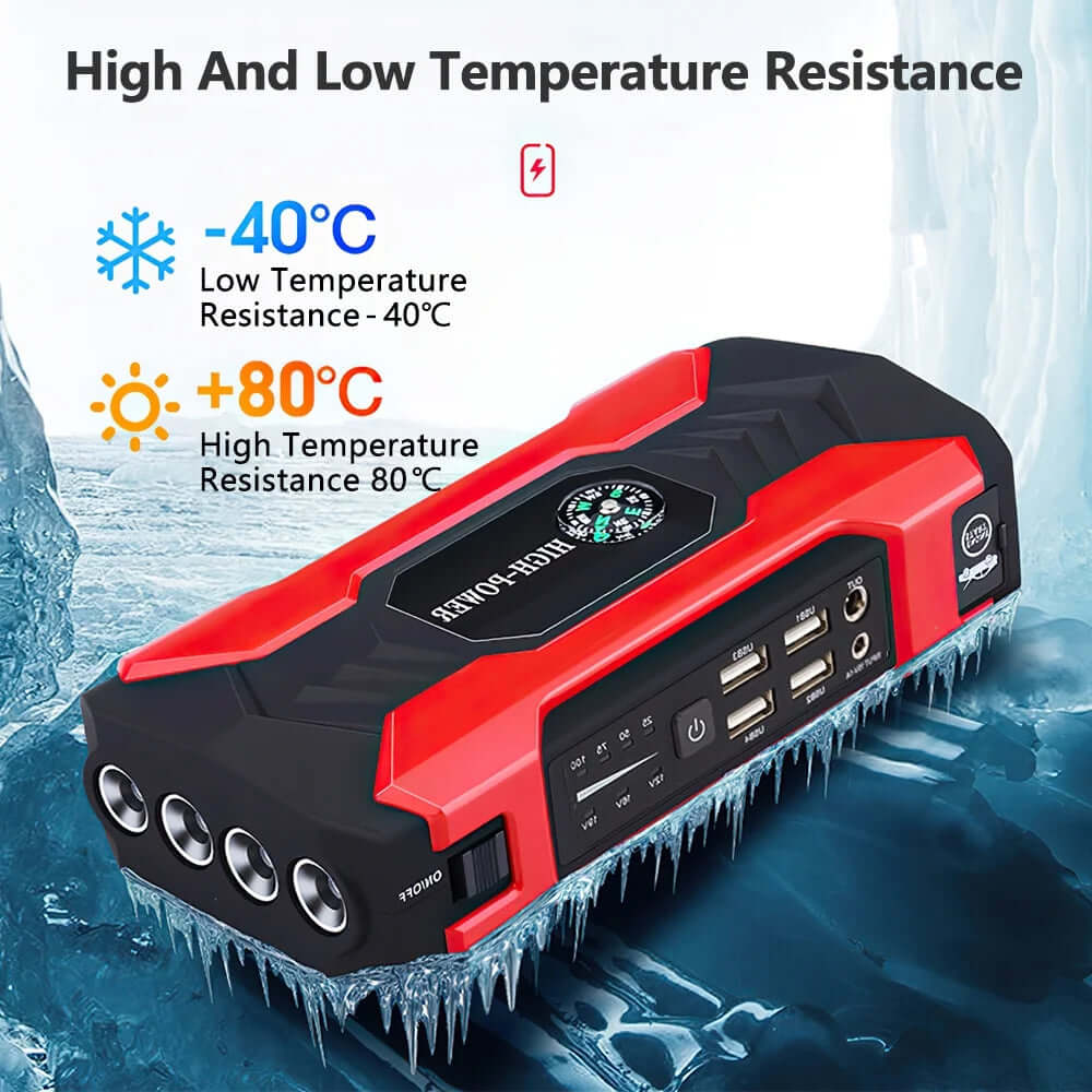 Rev up your ride with our powerful 28000mAh Car Jump Starter! 🚗💨 600A portable charger & LED flashlight included! Never get stranded again! 🔋✨